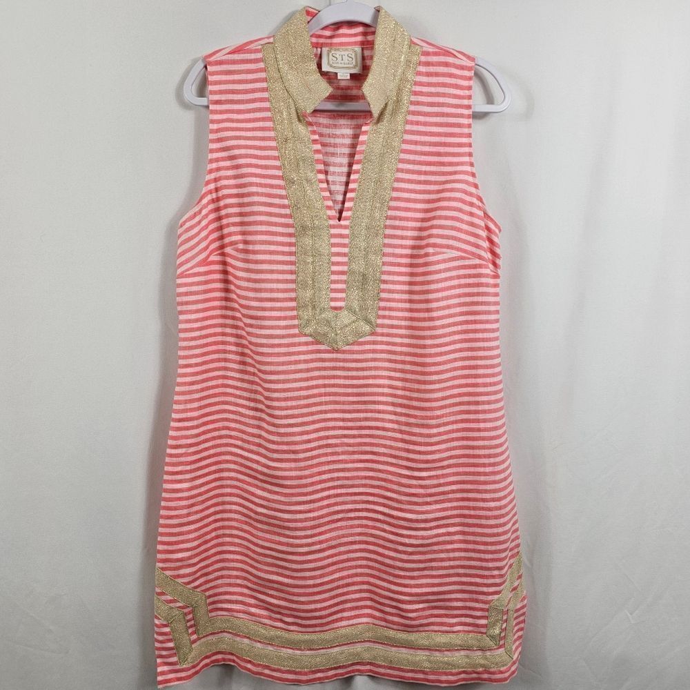 Sail To Sable Classic Sleeveless Tunic Dress in Pink Stripes - Size L